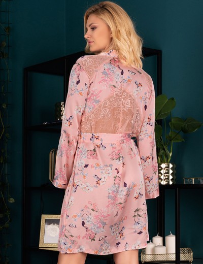 Атласный пеньюар LIVIA CORSETTI LC 90599 MARNIVMA SZLAFROK, Цвет: пудровый, Размеры: S/M, изображение 2