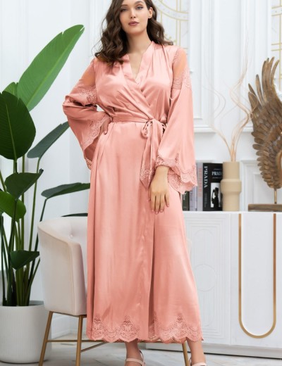 Шелковый халат длиной в пол Mia-Amore AURELIA 3899 чайная роза, Цвет: чайная роза, Размеры: 2XL/3XL, изображение 3