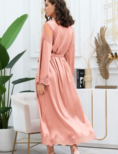 Шелковый халат длиной в пол Mia-Amore AURELIA 3899 чайная роза, Цвет: чайная роза, Размеры: 2XL/3XL, изображение 2