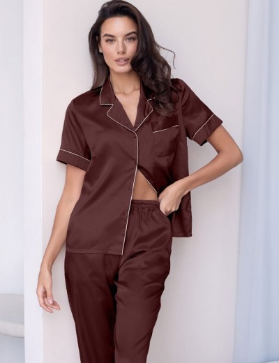 Пижама атласная Mia-Mella JULIA 8734 шоколадный, Цвет: шоколадный, Размеры: M, изображение 2