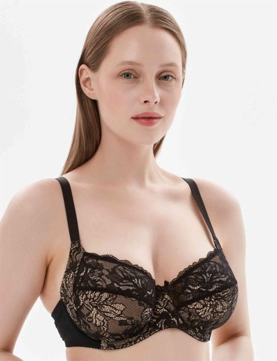 Бюстгальтер мягкий с подкроем Milavitsa 124960 черный с нюдом, Цвет: черный с нюдом, Размеры: 75F, изображение 3