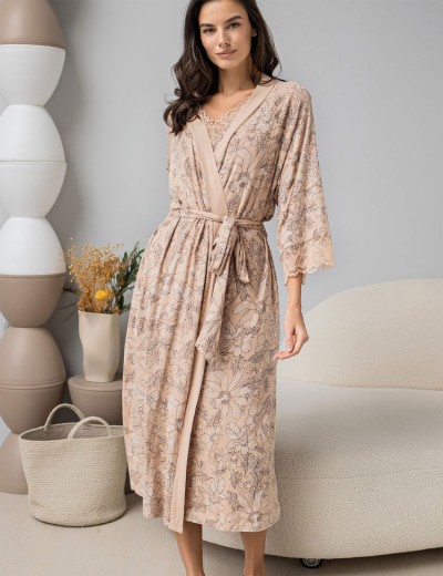 Халат женский трикотажный Mia-Amore NELLY 1949, Цвет: бежевый, Размеры: 2XL/3XL, изображение 3