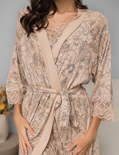Халат женский трикотажный Mia-Amore NELLY 1949, Цвет: бежевый, Размеры: 2XL/3XL, изображение 4