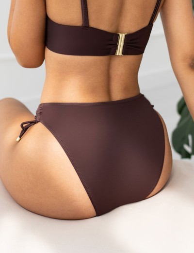 Плавки бикини с регулировкой бока Kris Line KORFU Bikini, Цвет: коричневый, Размеры: XL, изображение 2