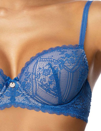 Бюстгальтер балконет пуш-ап MAT MARINA niebieski M-3637-11, Цвет: голубой, Размеры: 75B, изображение 4
