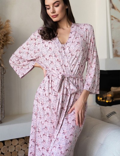 Халат женский длинный Mia-Amore INESSA 5019, Цвет: пудра, Размеры: 2XL/3XL, изображение 3 Халат женский длинный Mia-Amore INESSA 5019, Цвет: пудра, Размеры: 2XL/3XL, изображение 3