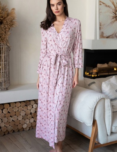 Халат женский длинный Mia-Amore INESSA 5019, Цвет: пудра, Размеры: 2XL/3XL, изображение 4 Халат женский длинный Mia-Amore INESSA 5019, Цвет: пудра, Размеры: 2XL/3XL, изображение 4