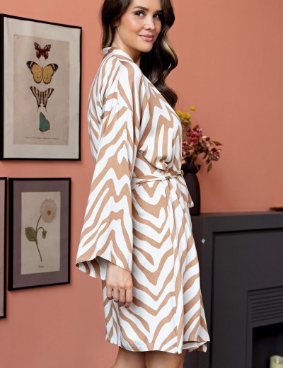 Короткий халат с принтом Mia-Amore SEVILLE 5063 белый, Цвет: белый, Размеры: 2XL/3XL, изображение 3