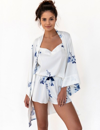 Атласный халат- кимоно Sensis GLADYS, Цвет: белый, Размеры: L/XL, изображение 4