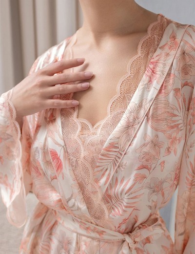 Кимоно шелковое женское Mia-Amore MOLLY 1923, Цвет: персиковый, Размеры: L/XL, изображение 4