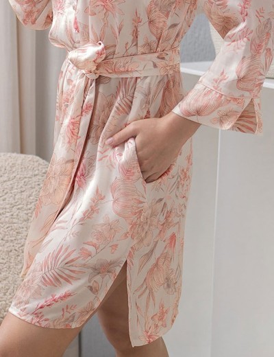 Шелковая рубашка-халат Mia-Amore MOLLY 1927, Цвет: персиковый, Размеры: L, изображение 5