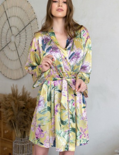 Короткий шелковый халат Mia-Amore IOLANTA 3953, Цвет: мультицвет, Размеры: 2XL/3XL, изображение 4