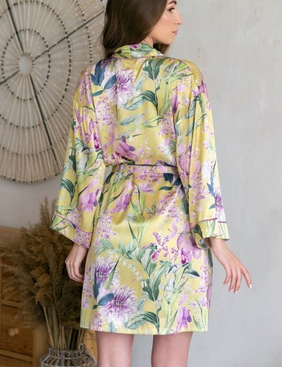 Короткий шелковый халат Mia-Amore IOLANTA 3953, Цвет: мультицвет, Размеры: 2XL/3XL, изображение 2