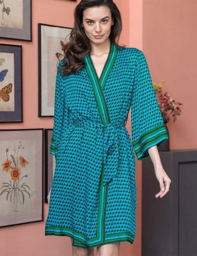 Халат с геометрическим рисунком Mia-Amore KAILI 5033, Цвет: малахит, Размеры: XS, изображение 3