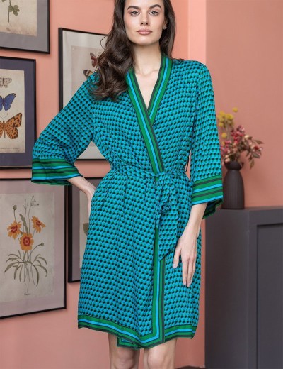 Халат с геометрическим рисунком Mia-Amore KAILI 5033, Цвет: малахит, Размеры: XS, изображение 4