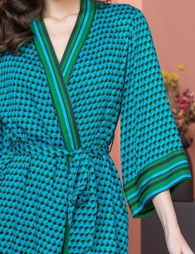 Халат с геометрическим рисунком Mia-Amore KAILI 5033, Цвет: малахит, Размеры: XS, изображение 5