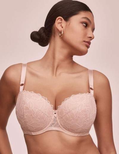 Кружевной бюстгальтер с поролоном Alles GLOW U/W roz, Цвет: пудровый, Размеры: 70E, изображение 3