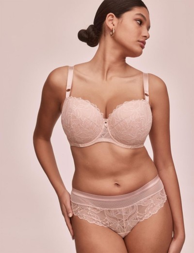 Кружевной бюстгальтер с поролоном Alles GLOW U/W roz, Цвет: пудровый, Размеры: 70E, изображение 4