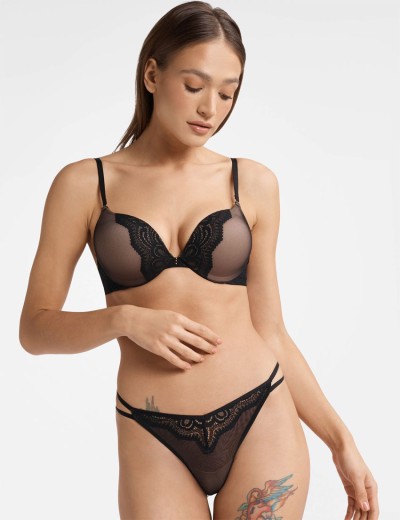 Бюстгальтер двойной пуш-ап Esotiq KENDRA 40533 черный+бежевый, Цвет: черный+бежевый, Размеры: 75B, изображение 5