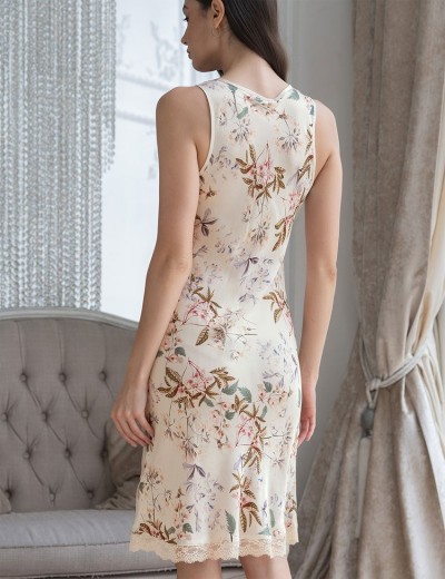 Шелковая сорочка с принтом Mia-Amore AMELY 5044 молоко, Цвет: молоко, Размеры: 3XL, изображение 2