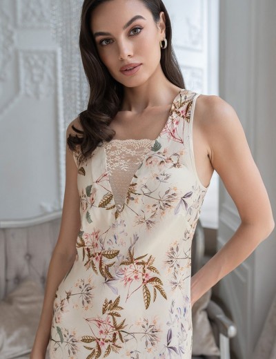 Шелковая сорочка с принтом Mia-Amore AMELY 5044 молоко, Цвет: молоко, Размеры: 3XL, изображение 4