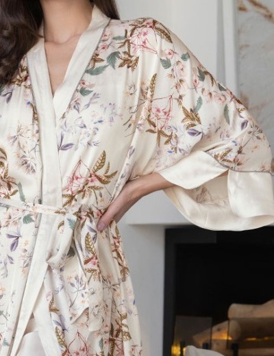 Длинный халат-кимоно Mia-Amore AMELY 5049 молоко, Цвет: молоко, Размеры: L/XL, изображение 5