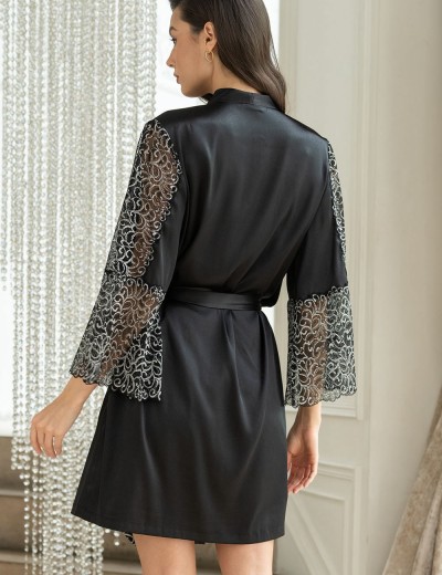Атласный халат Mia-Amore MISTY 7263 черный, Цвет: черный, Размеры: L/XL, изображение 2