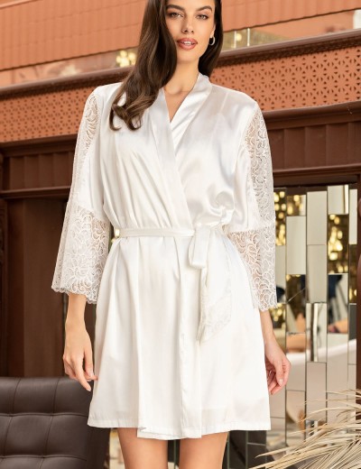 Атласный халат Mia-Amore MISTY 7263 белый, Цвет: белый, Размеры: L/XL, изображение 5