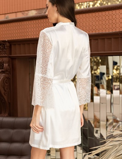 Атласный халат Mia-Amore MISTY 7263 белый, Цвет: белый, Размеры: L/XL, изображение 2