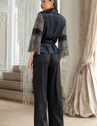 Комплект тройка из атласа и кружева Mia-Amore MISTY 7266 черный, Цвет: черный, Размеры: S, изображение 4