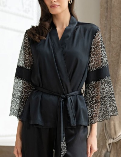 Комплект тройка из атласа и кружева Mia-Amore MISTY 7266 черный, Цвет: черный, Размеры: S, изображение 5