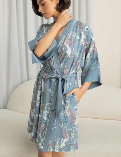 Короткий халат-кимоно Mia-Amore ZOE 1963, Цвет: серый, Размеры: S/M, изображение 4