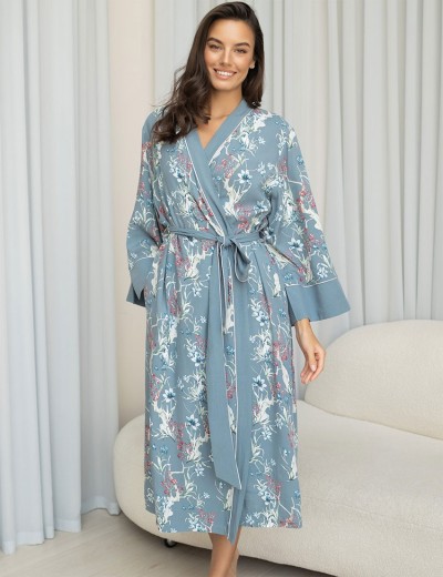 Длинный халат вискоза Mia-Amore ZOE 1969, Цвет: серый, Размеры: L/XL, изображение 4