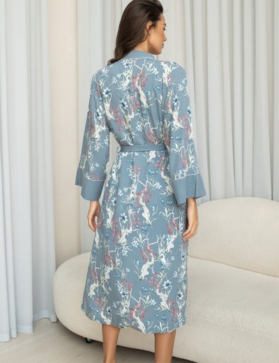 Длинный халат вискоза Mia-Amore ZOE 1969, Цвет: серый, Размеры: L/XL, изображение 2