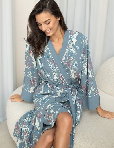 Длинный халат вискоза Mia-Amore ZOE 1969, Цвет: серый, Размеры: L/XL, изображение 3