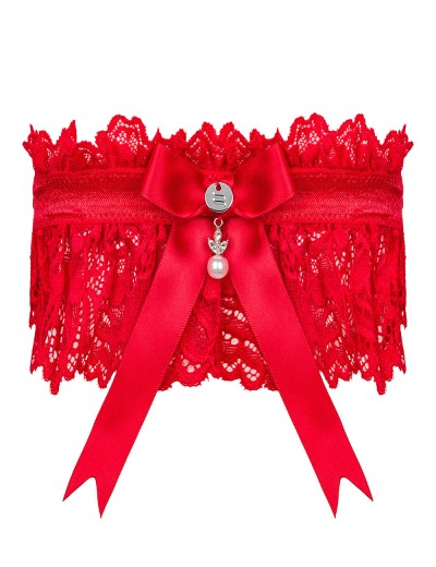 Кружевная подвязка Obsessive AMOR GARTER CHERRIS, Цвет: красный, Размеры: UN, изображение 2