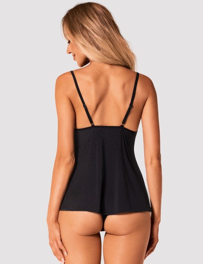 Комплект Obsessive BELLA ROU TOP & PANTIES, Цвет: черный, Размеры: XS/S, изображение 2