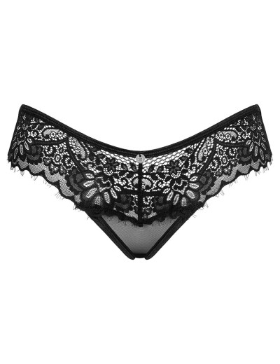 Черные кружевные трусики Obsessive MADERRIS PANTIES, Цвет: черный, Размеры: XS/S, изображение 3