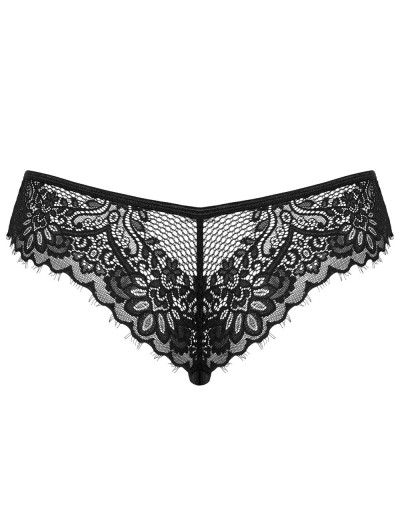 Черные кружевные трусики Obsessive MADERRIS PANTIES, Цвет: черный, Размеры: XS/S, изображение 4