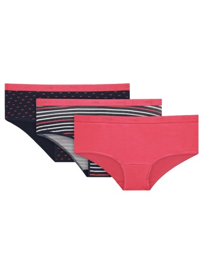 Набор хлопковых трусов брифов Dim LES POCKETS COTON 4C20 розы - 3 штуки, Цвет: розы, Размеры: S/M, изображение 5