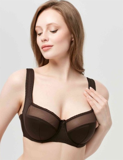 Бюстгальтер полумягкий с подкроем Lina A 6016 коричневый, Цвет: коричневый, Размеры: 75E, изображение 3