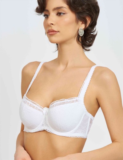 Бюстгальтер балконет Simona M 608 белая-сетка, Цвет: белая-сетка, Размеры: 90C, изображение 5