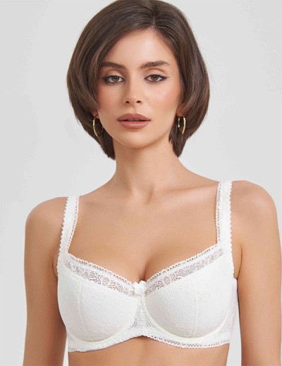 Бюстгальтер балконет Simona M 608 молоко-сетка, Цвет: молоко-сетка, Размеры: 80F, изображение 3