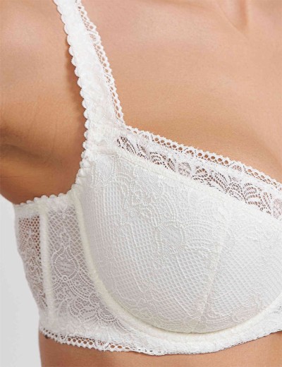 Бюстгальтер балконет Simona M 608 молоко-сетка, Цвет: молоко-сетка, Размеры: 80F, изображение 4