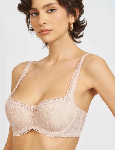 Бюстгальтер балконет Simona M 608 серебристый пион-сетка, Цвет: пион-сетка, Размеры: 90B, изображение 4