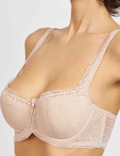 Бюстгальтер балконет Simona M 608 серебристый пион-сетка, Цвет: пион-сетка, Размеры: 90B, изображение 5