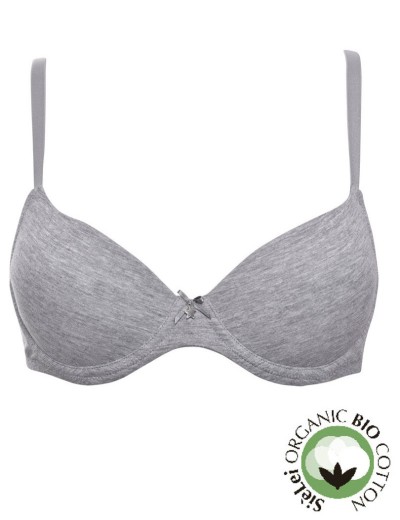 Бюстгальтер балконет из хлопка Sielei NATURAL COTTON 1428 grigio melange, Цвет: grigio melange, Размеры: 85B, изображение 2