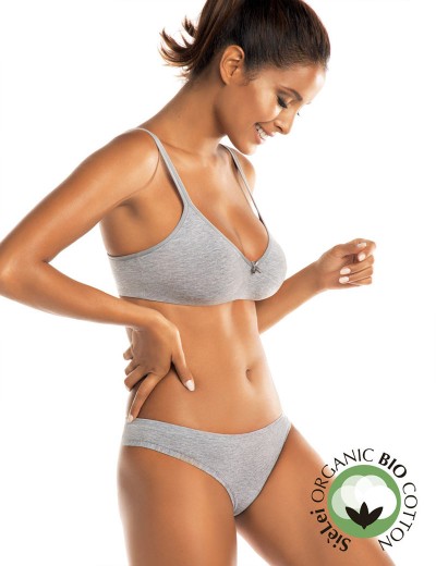 Хлопковый бюстгальтер без каркасов Sielei NATURAL COTTON 1450 grigio melange, Цвет: grigio melange, Размеры: 70B, изображение 3