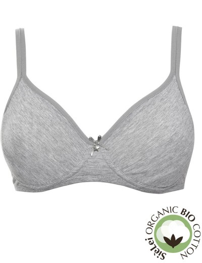 Хлопковый мягкий бюстгальтер без косточек Sielei NATURAL COTTON 1452 grigio melange, Цвет: grigio melange, Размеры: 85C, изображение 2
