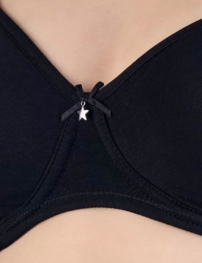 Хлопковый мягкий бюстгальтер без косточек Sielei NATURAL COTTON 1452 nero, Цвет: nero (черный), Размеры: 80B, изображение 3